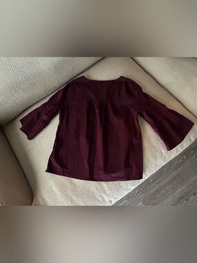 Skies Are Blue Women's Burgundy Boatneck 3/4 Sleeve Top size small